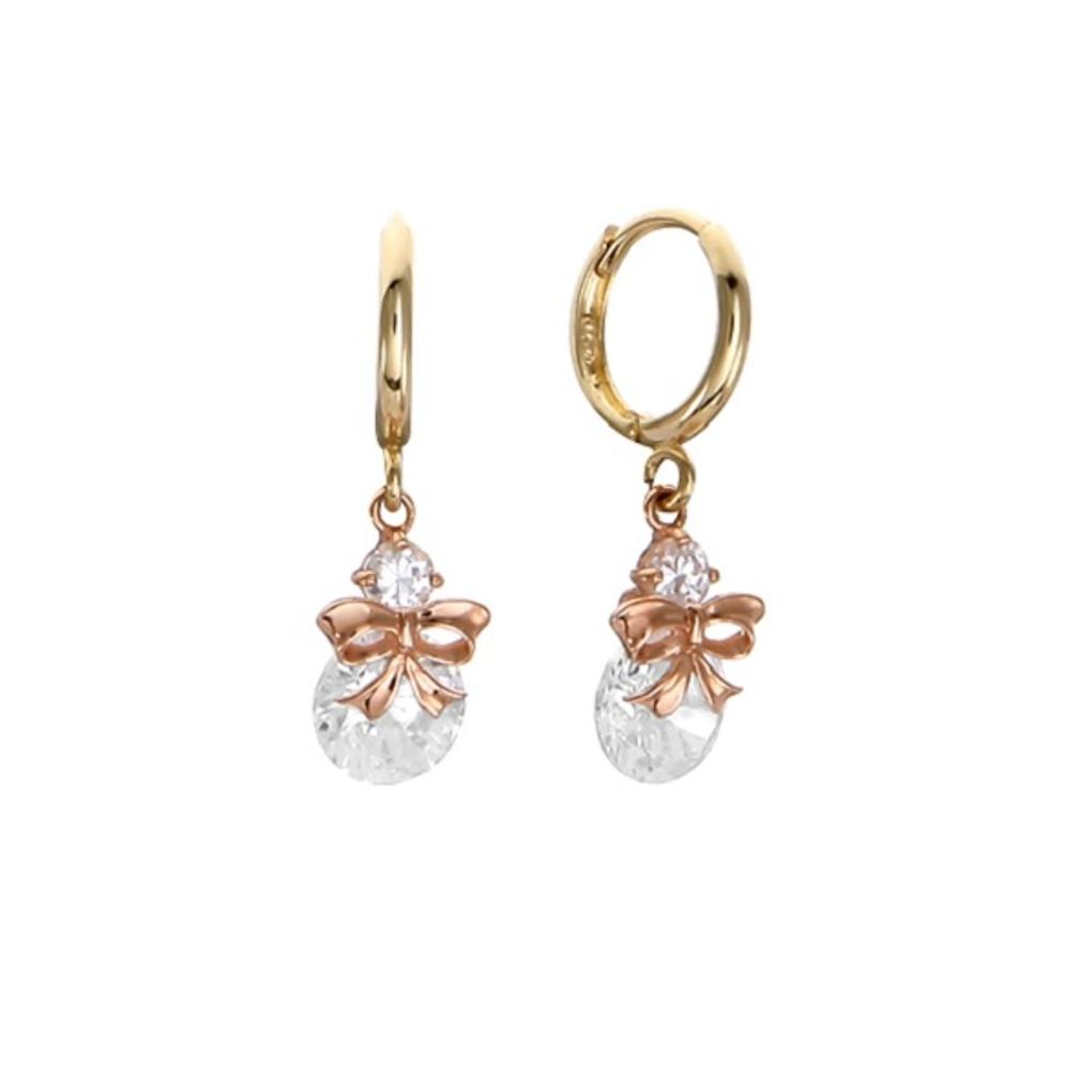 LLOYD Two-Tone Ribbon Cubic 14k Earrings E0OS2040