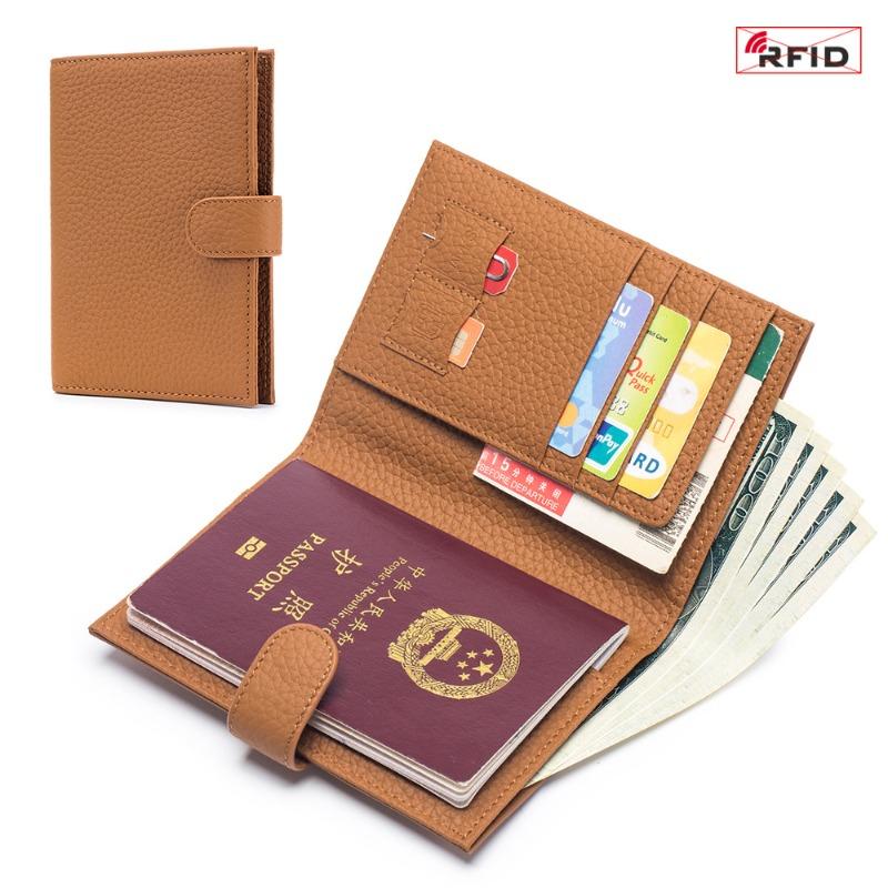 Новая кожаная Ультратонкая сумка для паспорта с RFID-защитой Многофункциональный кошелек Зажим для билетов Кошелек для паспорта и документов Сумка для хранения Женская