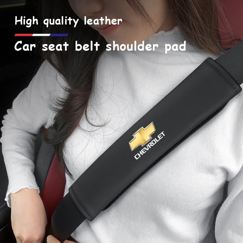 2Pcs Leather Car Seat Belt Shoulder Pad Safety Strap Cover For Chevrolet Spark Captiva Cruze Malibu Equinox Trax Camaro Blazer