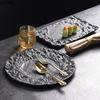 Solid Color Irregular Texture Ceramic Flat Plate Restaurant Steak Plate Dessert Plate Sushi Dish Snack Plate Specialty Tableware