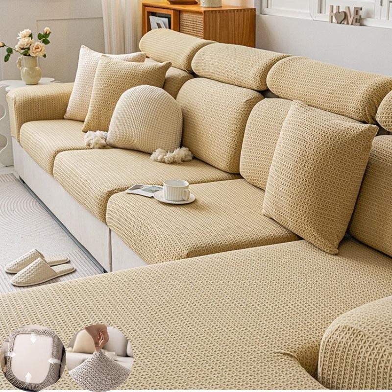 Cream Style Jacquard Velvet Sofa Cover Elastic Universal Couch Cushion Slipcovers Sectional Sofa Lid Towel Chaise Lounge Covers