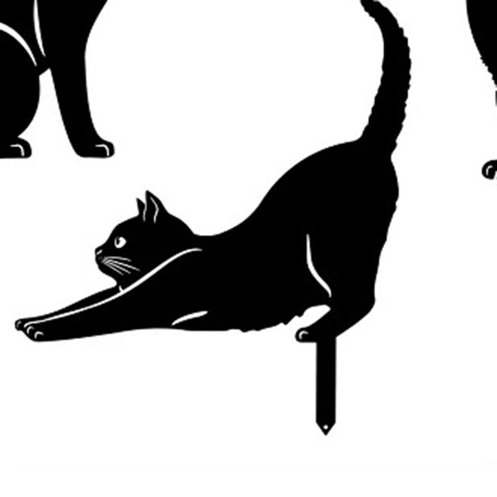 Iron Art Metal Garden Ornaments Ground Inserted Pile Outdoor Lawn Decoration Cat Metal Statues