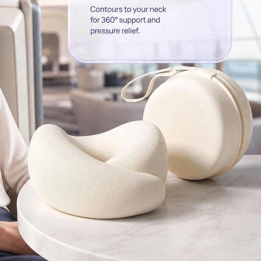 Durable U-shaped Neck Pillow Slow Rebound Cervical Support Pillow Hooded Neckrest Pad Office Nap