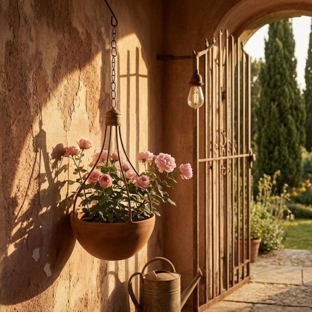 Lightweight Hanging Flower Vase Decorative Metal Hanging Planter Plant Pot Outdoor Dried Flower