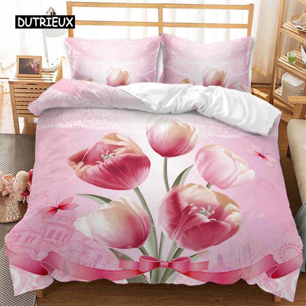 British Style Duvet Cover Set Cartoon Small Fresh I Love Paris Bedding Set for Kid Teen Polyester Paris Street Scene Quilt Cover