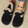 Faux Fur Buckle Decor Flats for Women Winter Warm Thicken Plush Cotton Padded Snow Boots Comfort Thick Sole Non Slip Casual Shoe