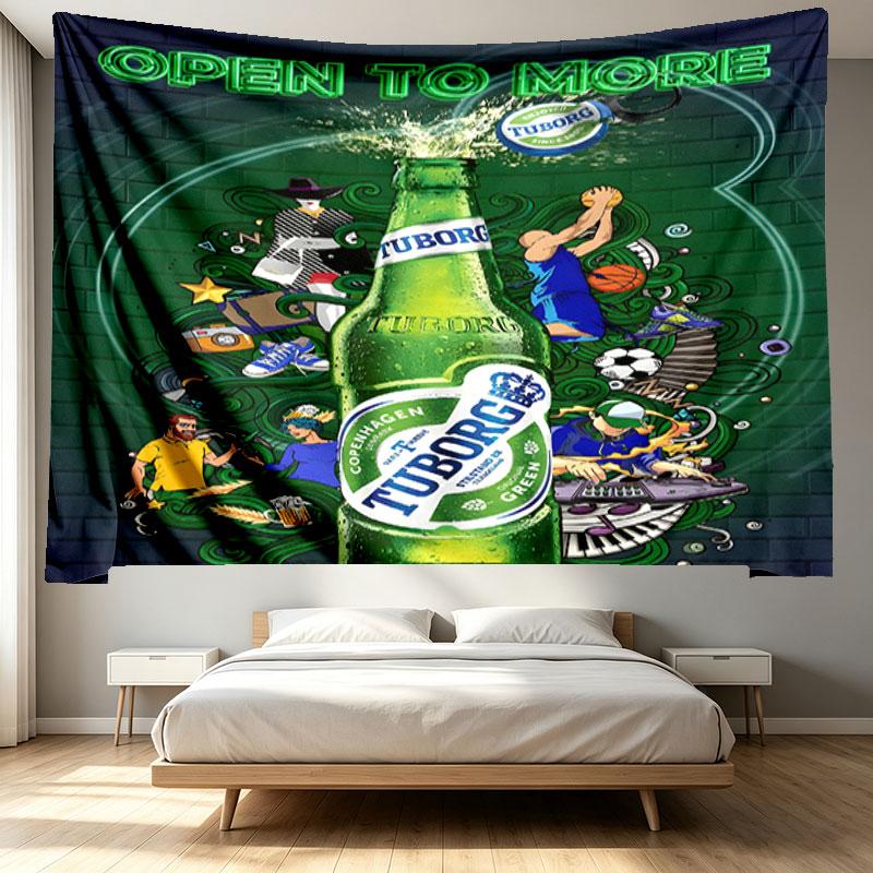 Heineken Print Tapestry - Portable Wall Decor Cloth, for Home, Dorm, Travel, Bedroom, Living Room - Ideal Birthday Housewarming Gift