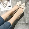 2024 New Pointed Single Shoe Shallow Mouth Thick Heel Heels Women Diamond Fashion Casual Simple All-match Mary Jane Shoes