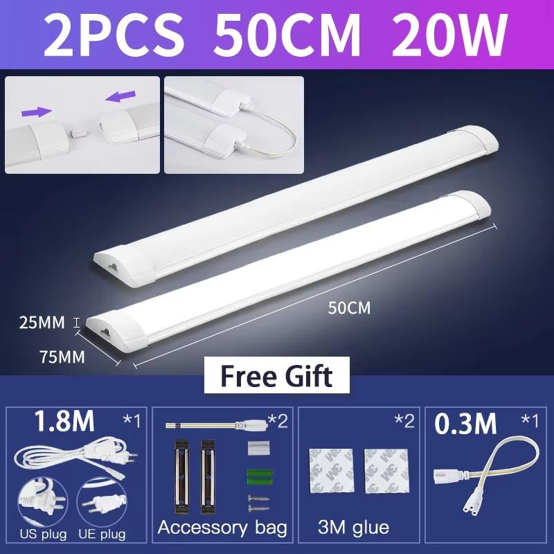 Светодиодная трубчатая лампа 110-220 В 10/20 В Кухонная лампа под шкаф Светодиодные ленты с кабелем-переключателем 1,8 м Для домашней спальни Внутреннее освещение