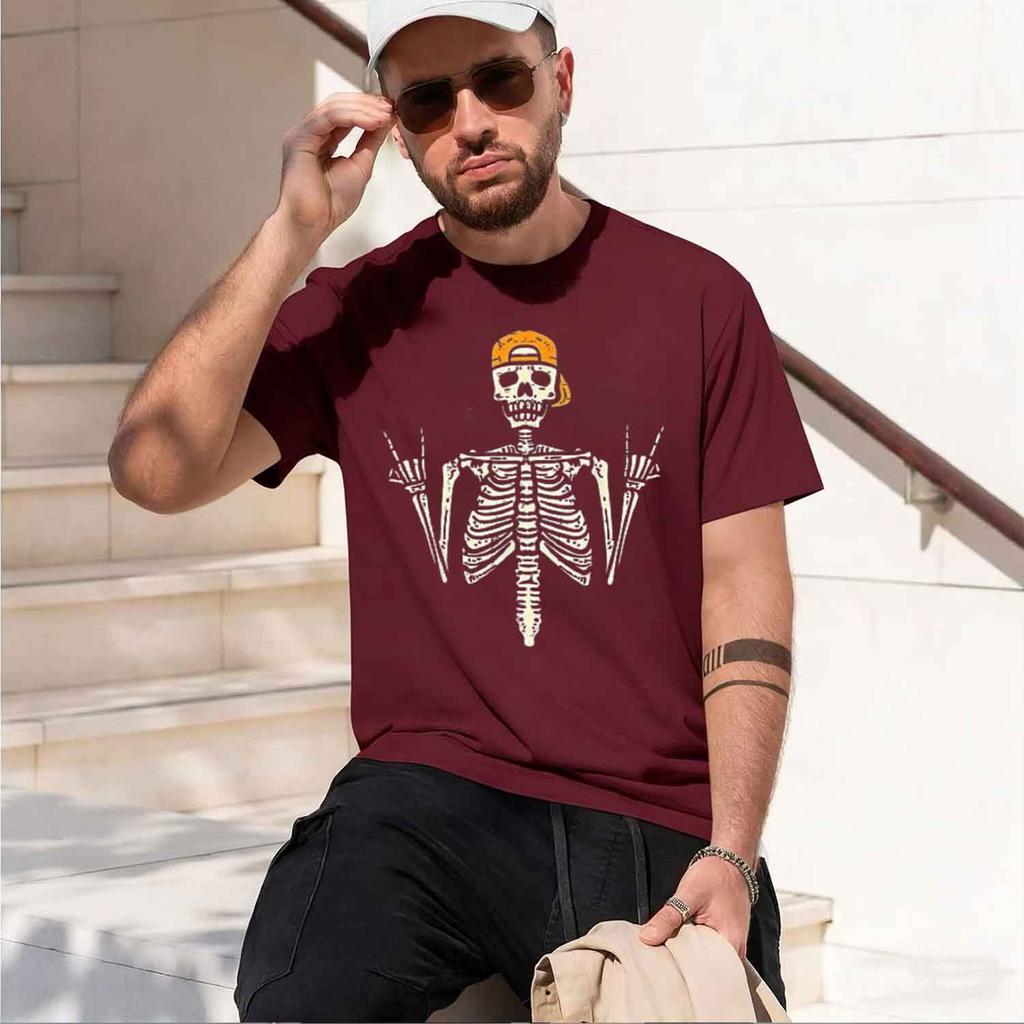 Rocker Skeleton Cap Skater Cool Halloween Unisex S Tshirt 80058 2026 New Model