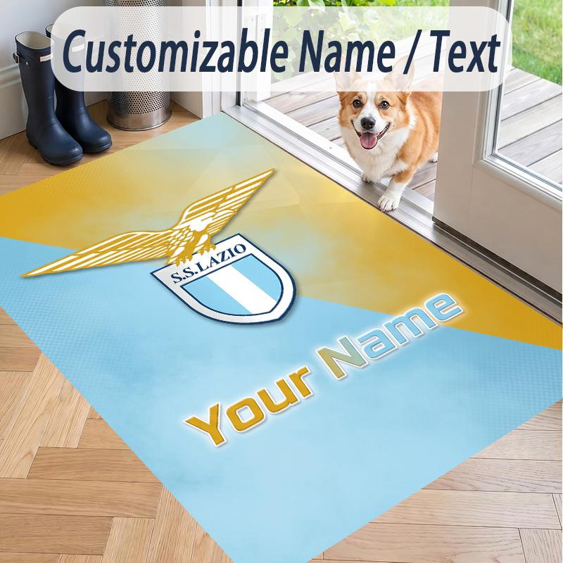 Custom Text Printed Rug Lazio FC Non Slip Floor Carpet For Home Room Decor