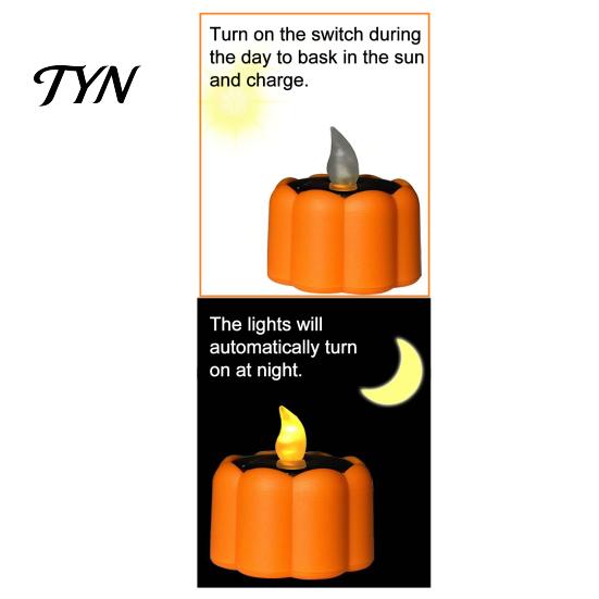 Automatic Dusk to Dawn Lights Solar Pumpkin Garden Light, Flickering LED Candle Lantern, Waterproof Healing Warm Yellow Light Ornaments Outdoor