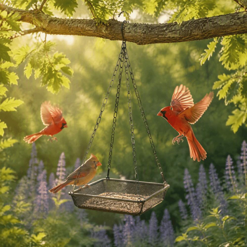 Carbon Steel Mesh Platform Bird Feeder Black Bird Feeding Platform Bird Feeding Tray  Backyard