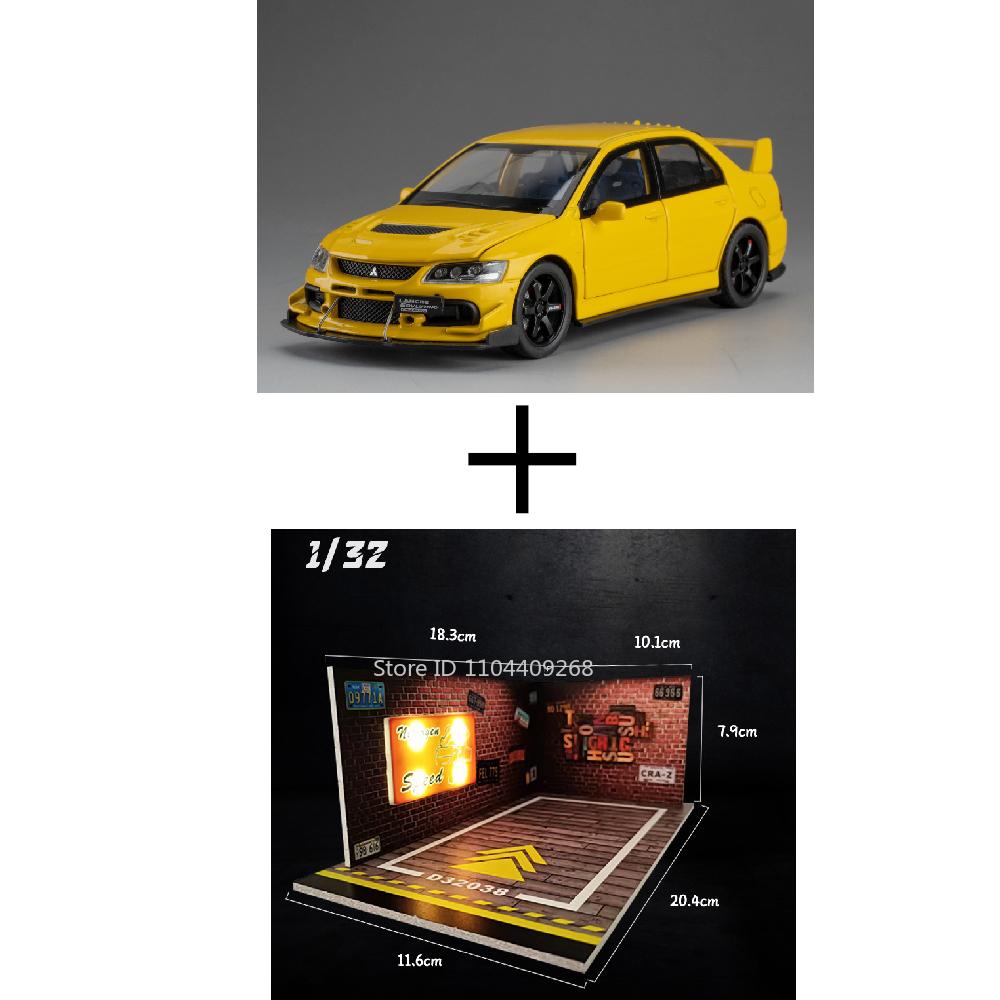 Масштаб 1:32 Mitsubishi Lancer Evolution IX Спортивный автомобиль Игрушечная модель Открывающиеся двери Оттягивание назад Амортизация Транспортные средства Хобби Украшения