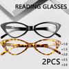 2pcs Fashion Cat Eye Reading Glasses Women Men Anti Blue Light Transparent Glasses New Fashion Triangle Frame Eyeglasses