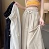 Ice Silk Women's Spring Summer Straight Loose Lazy Style Wide-leg Pants Floor-slim Skirt Pants
