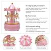 Carousel Music Box Cake Decorative Ornament Baby Birthday Gift Toys Desktop Carousel Toys Handwork 4 Horses Music Box Gifts