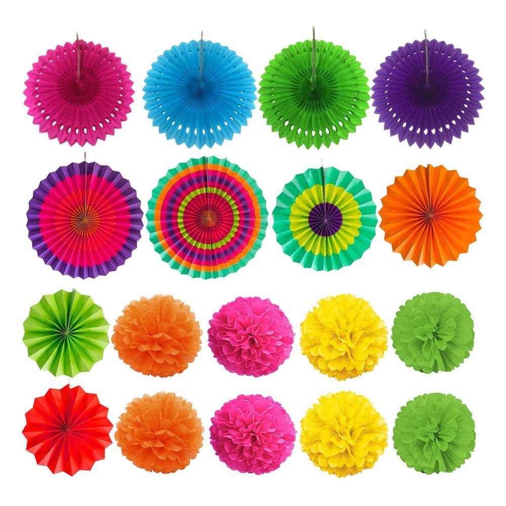 Украшения для вечеринки, подвесные бумажные веера, помпоны, цветы, гирлянды, горошек и треугольные флажки, наборы флагов для дня рождения, свадьбы, детского душа