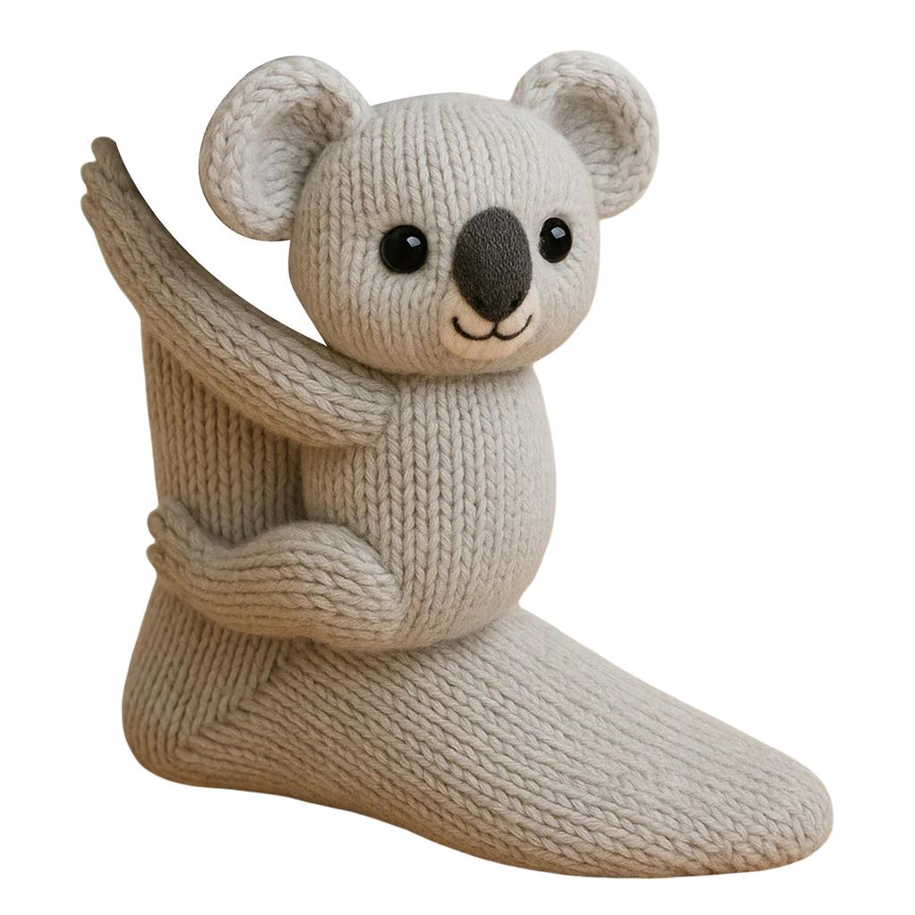 1 Pair Cute Christmas Socks Crochet Animal Socks Breathable 3D Knit Warm Socks Moisture Wicking Double-Layer Cotton Socks Gifts