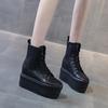 Autumn Genuine Leather 10CM Super Thick Sole Platform Wedge Hidden Heel Boots Shoes Zipper Winter Boots Ankle Warm Booties