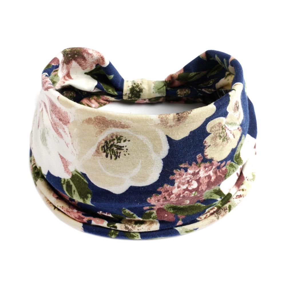 New Boho Cotton Wide Headband for Women Cashew Leopard Flower Print Turban Headwrap Knot Hairband Bandana Girls Hair Accessories