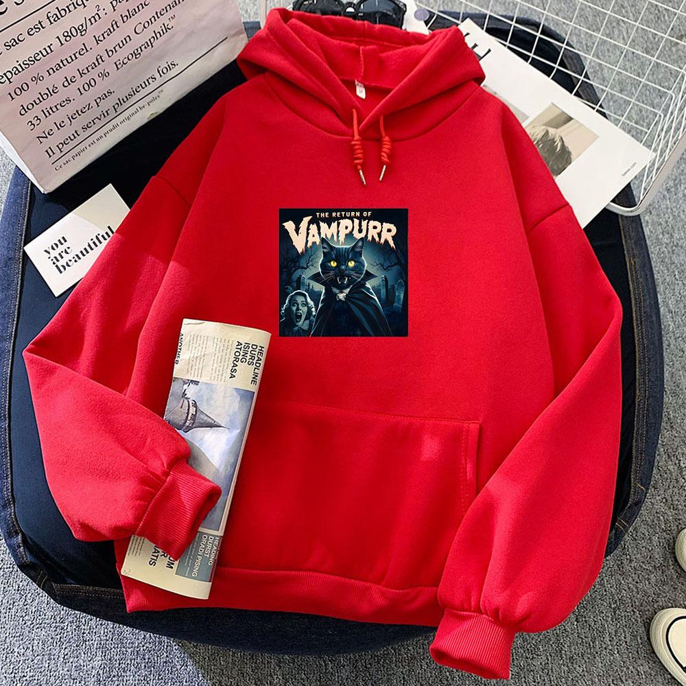 The Return of Vampurr Black Cat Posters Vampire Hoodie Funko Pop Gothic Sweatshirt Graphic Printing Vintage Clothing