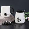 Керамическая кружка в стиле ретро в скандинавском стиле объемом 450 мл с крышкой и ложкой, офисная легкая роскошная кофейная чашка, бытовая чашка для воды