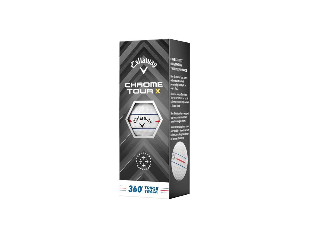 Мяч для гольфа Callaway CHROME TOUR X 24 360 TRIPLE TRACK 4-компонентная конструкция Triple Track Белый