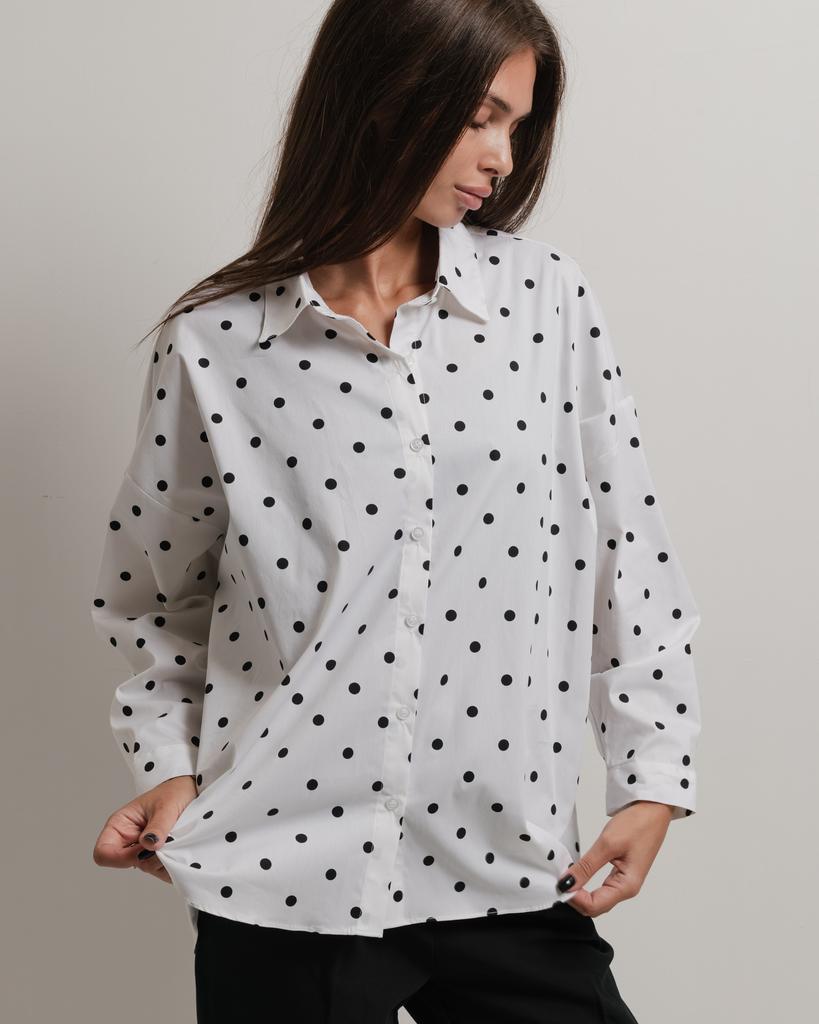 Blouse Modalinda 7664 44 Black and White Polka Dot