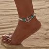 1pc Double Hollow Out Love Heart Beaded Anklet Set With Mini Seed Beads Elegant Boho Style Elastic Ankle Bracelet