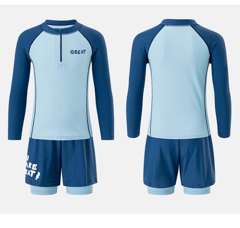 Детский слитный купальник с длинным рукавом для защиты от солнца - Модный летний наряд для больших детей и подростков