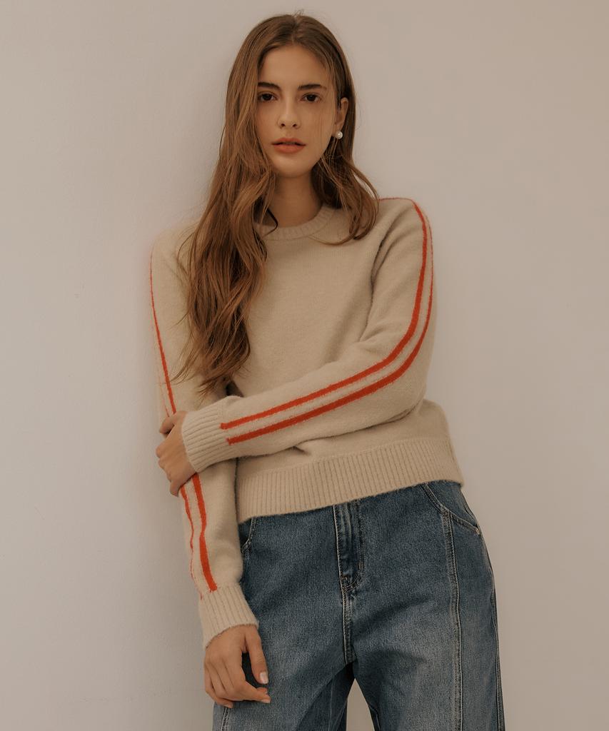 PLAC WOMEN Wool Blend Color Line Knit Ivory