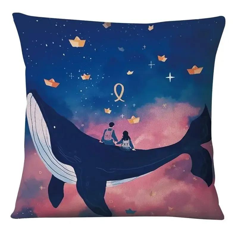 Наволочка в японском стиле с рисунком мультфильма для маленькой девочки, наволочка с принтом неба, украшение для спальни, дивана, наволочка