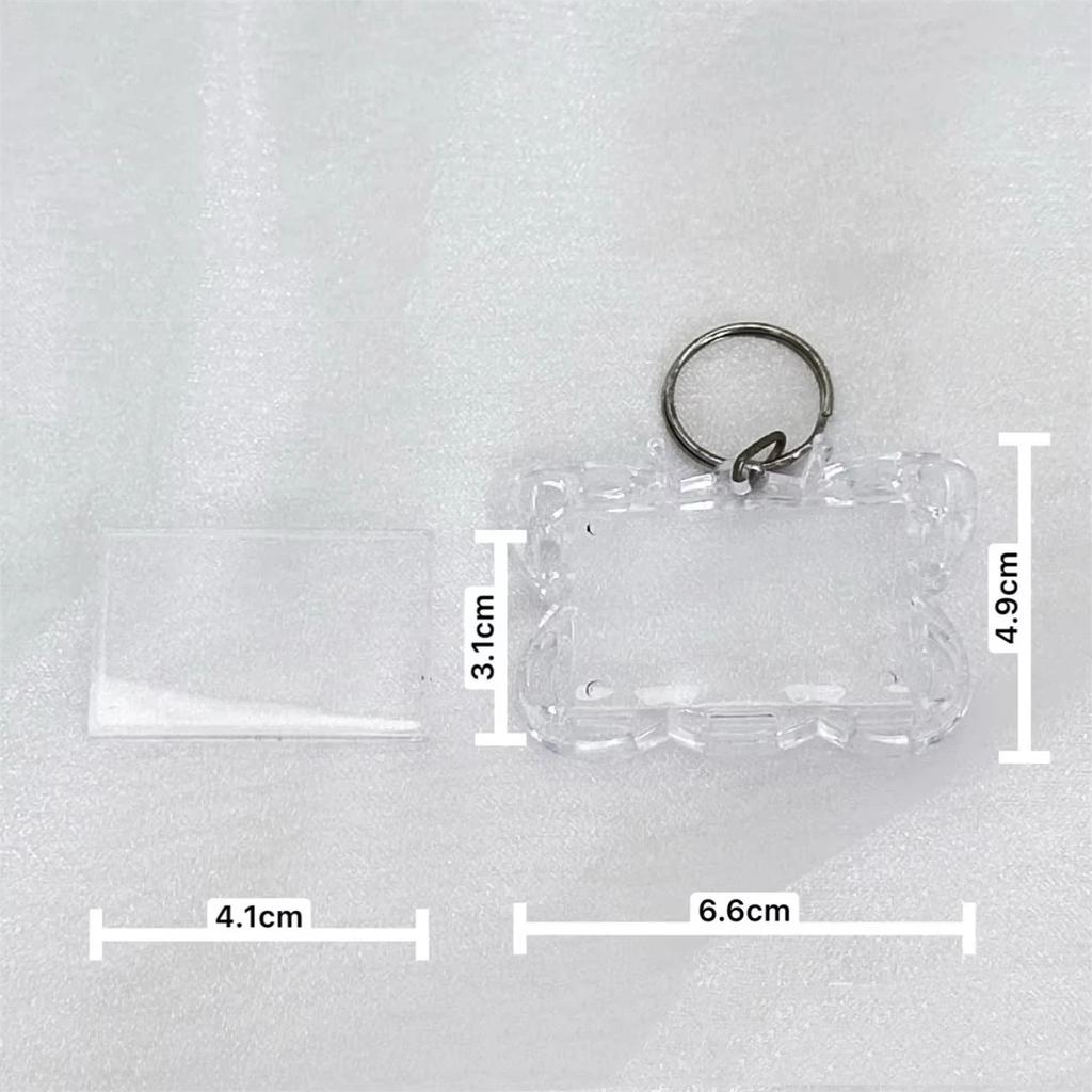 1Pc INS Simple Transparent Acrylic 1-inch Photo Frame Korean Kpop Idol 1-inch Photocard Protective Display Key Chain Bag Pendant