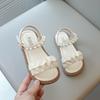 Girls Summer Sandals 2024 New Princess Kids Beach Shoes Rubber Out-sole Ruffles Pleated with Pearls Beading Open Toes Sweet Soft