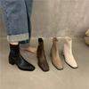 2025 Autumn Winter Fashion Design Heel Ankle Boot Square Toe Zipper Ladies Casual Boots Shoes Soft Leather Short Boot