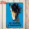Винтажная металлическая табличка 'Скачущая лошадь' Sei Sempre Il Raggiante Итальянская цитата Водонепроницаемая Ржавчинностойкая Настенное искусство 7,87x11,81 дюйма Декор для дома