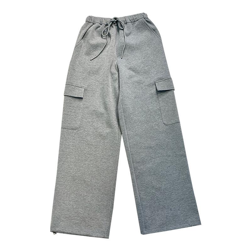 Широкие спортивные штаны, женские мешковатые серые спортивные брюки-карго, женские повседневные брюки большого размера, корейская уличная одежда с карманами