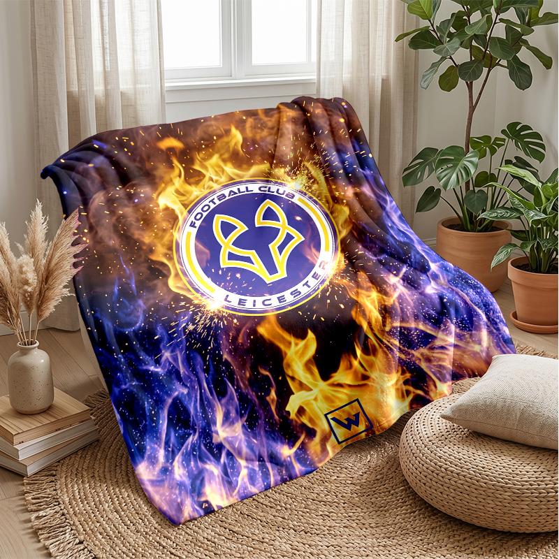 Leicester City Football Print Flannel Blanket, Soft Warm Lightweight Throw Blanket for Sofa Bed Camping