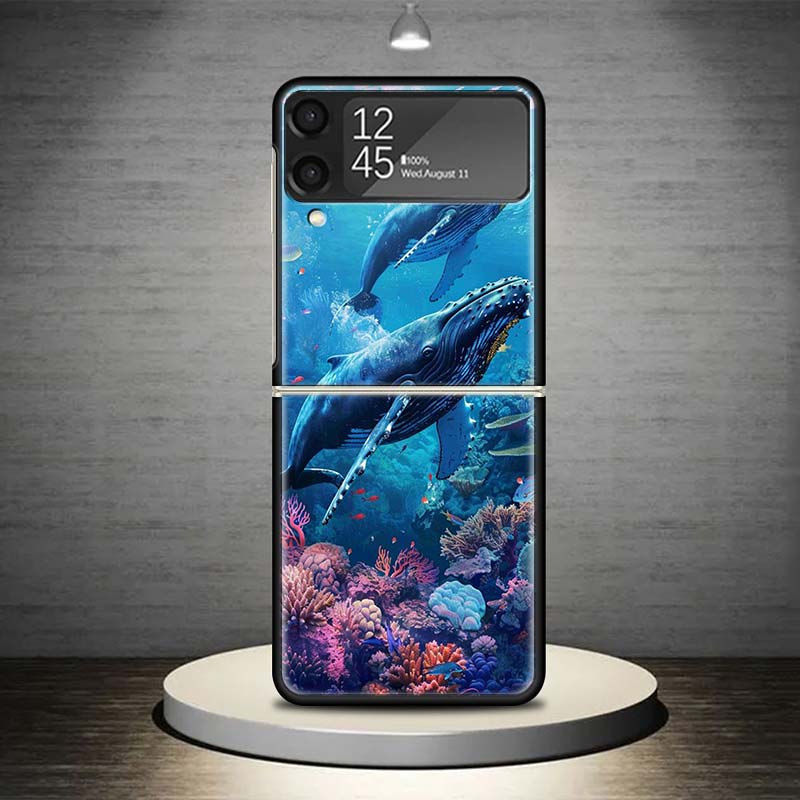 Чехол для телефона 'Морской Гигант - Горбатый Кит' Для Samsung Galaxy Z Flip 7 6 5 4 3 5G Ударопрочный Чехол Z Flip7 Flip6 ZFlip5 Flip3 Flip4 Люкс