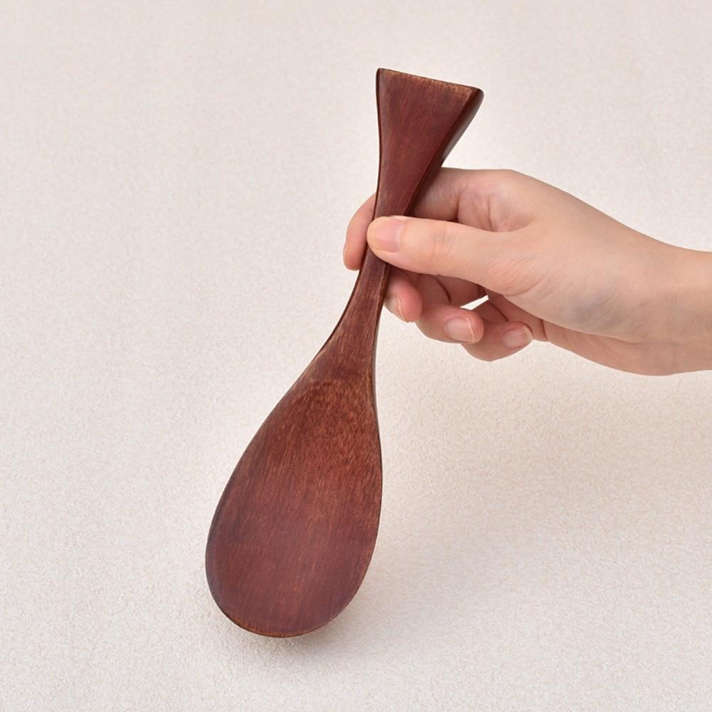 Ergonomic Handle Wooden Rice Paddle Smooth Surface Solid Wood Rice Spoon Household Cooking