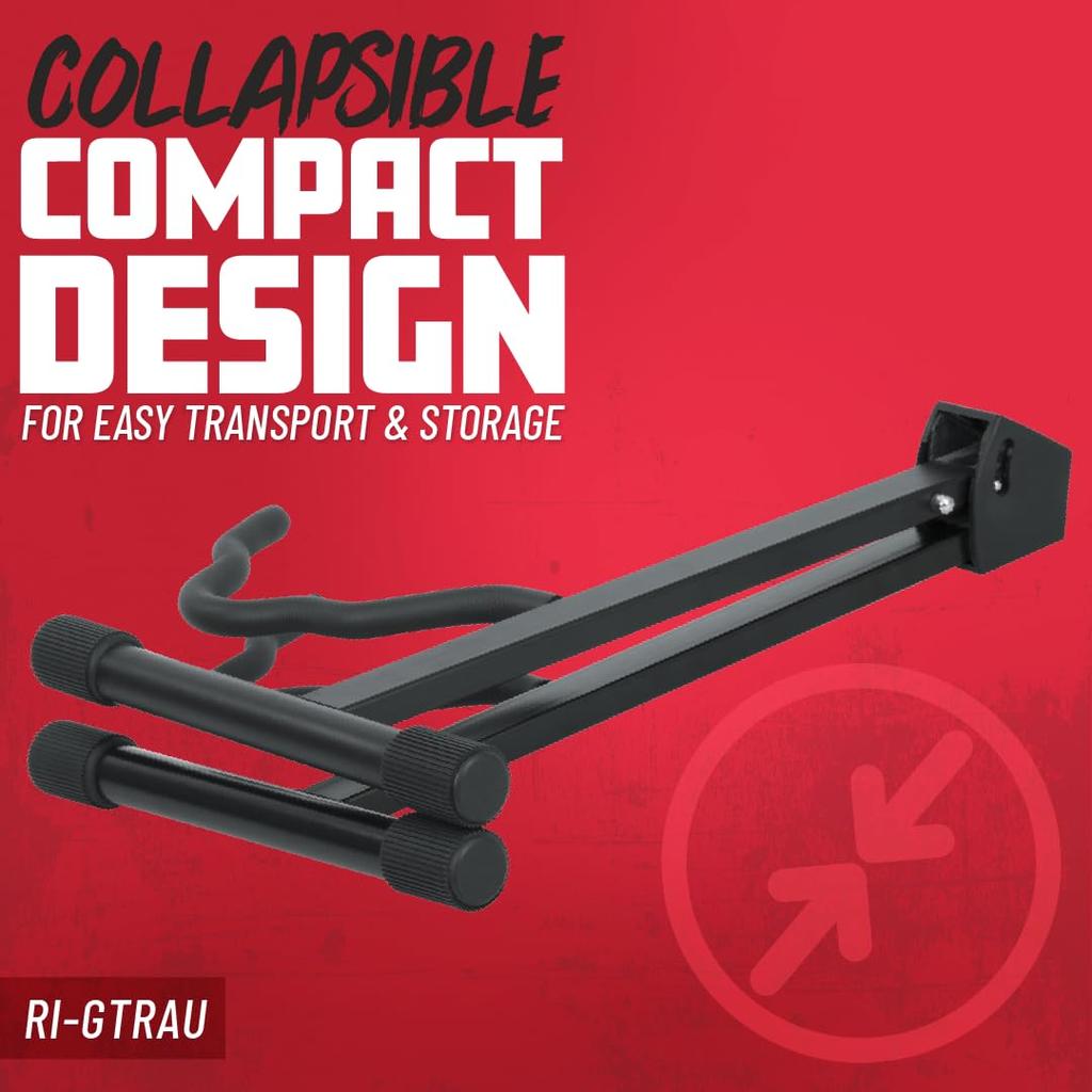 GATOR Frameworks Folding Guitar Compatible ROK-IT RI-GTRAU A-Type Stand, 3-Width