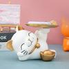 Статуэтка кошки из смолы, поднос-держатель для ключей на стол, скульптура для декора гостиной, органайзер для ключей, настольное украшение для прихожей