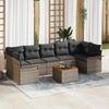 VidaXL 8-piece Garden Sofa with Gray Cushions Poly Rattan Acacia 3347293