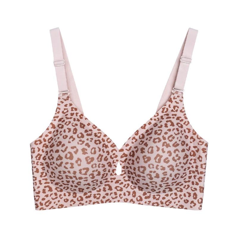 Wireless Seamless Plus Size Leopard Print Bra With Soft Support Comfortable