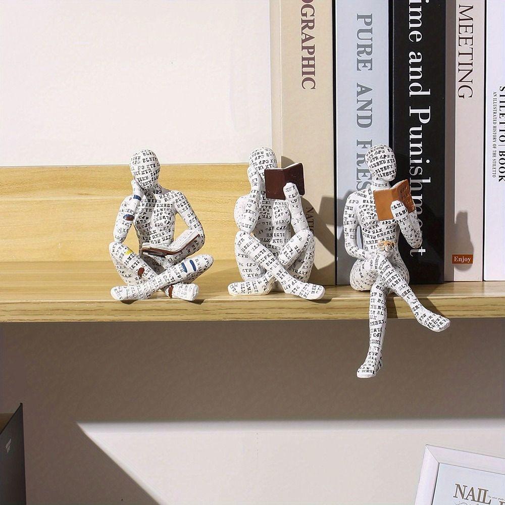 1 шт. Настольное украшение Аксессуары Фигурка Читающий Человек из Смолы Арт Креативный Нордический Стиль Абстрактная Скульптура Мыслителя Любитель Книг Современный