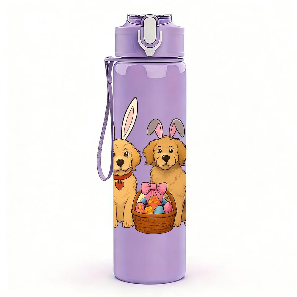 1PC Group Easter Dog Bunnies 750ml Color Plastic Sports Water Bottle Leakproof Flip Straw Lid Suitable for Sports Office Home Use