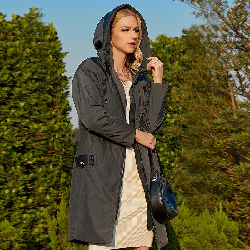 Пальто ZIAI, весеннее тонкое длинное пальто для отдыха, однотонное пальто с капюшоном, модная ветрозащитная верхняя одежда на молнии