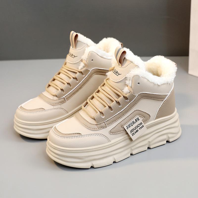 Зимние новые теплые повседневные туфли на толстой подошве с защитой от скольжения для женщин с бархатом в тренде Zapatos Mujer