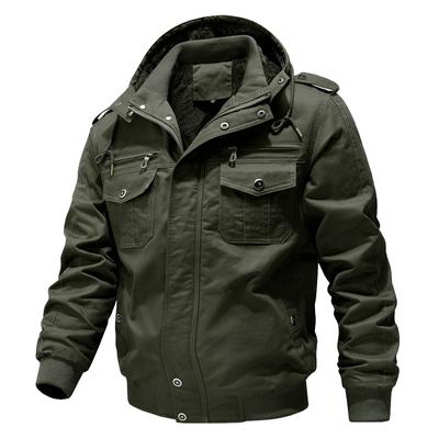 Куртка из чистого хлопка Мужская военная одежда Мужская куртка стираная зимняя бархатная хлопковая куртка с капюшоном